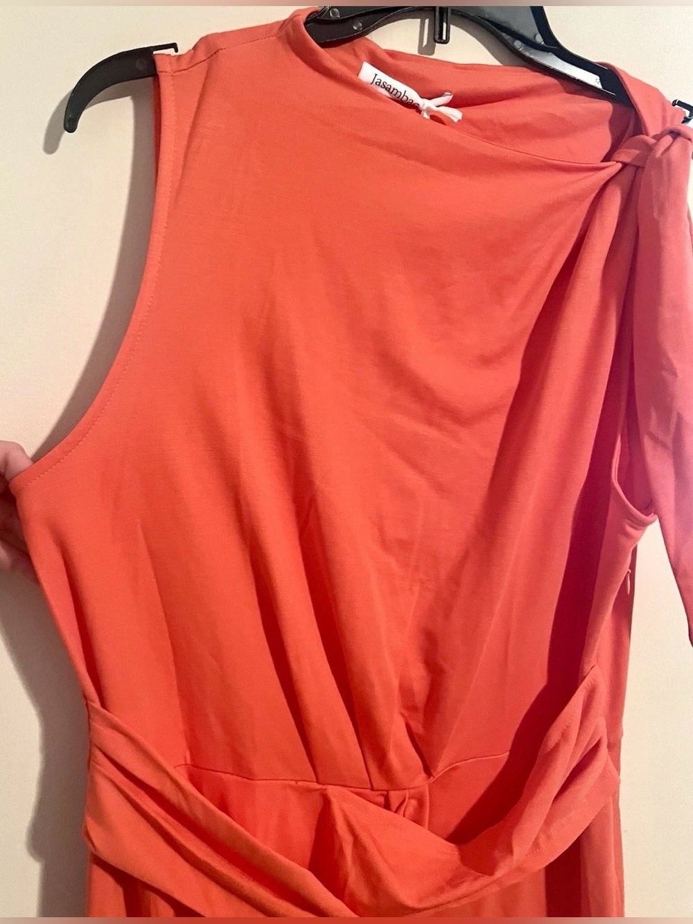 NWT Women’s JASAMBAC Sleeveless Orange Midi Dress with Knotted Waist Size XL - Picture 6 of 16